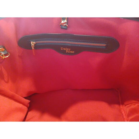 Daisy Rose Tote Bag with Wallet Brown Checkered PU Vegan Leather New - Picture 3 of 10